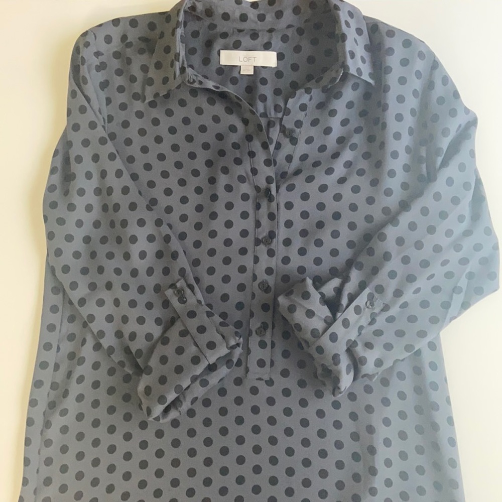 LOFT polka-dot, collared shift dress